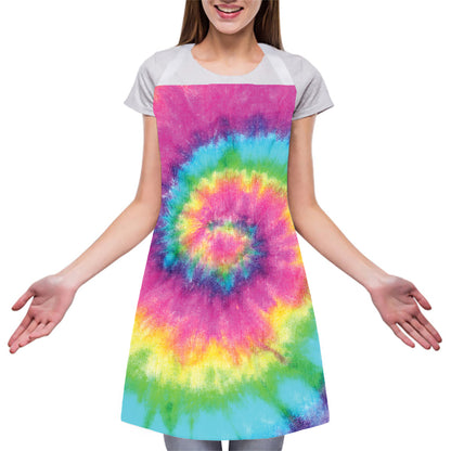 Bright Spiral Tie Dye Print Adjustable Apron