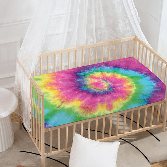 Bright Spiral Tie Dye Print Baby Crib Sheet