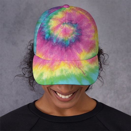 Bright Spiral Tie Dye Print Baseball Cap