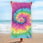 Bright Spiral Tie Dye Print Beach Towel