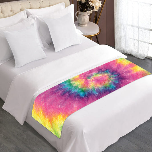 Bright Spiral Tie Dye Print Bed Runner