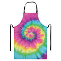 Bright Spiral Tie Dye Print Bib Apron With Pocket
