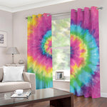 Bright Spiral Tie Dye Print Blackout Grommet Curtains