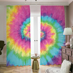 Bright Spiral Tie Dye Print Blackout Pencil Pleat Curtains