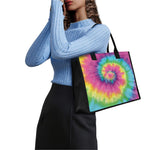 Bright Spiral Tie Dye Print Canvas Tote Bag