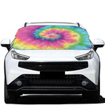 Bright Spiral Tie Dye Print Car Windshield Snow Cover