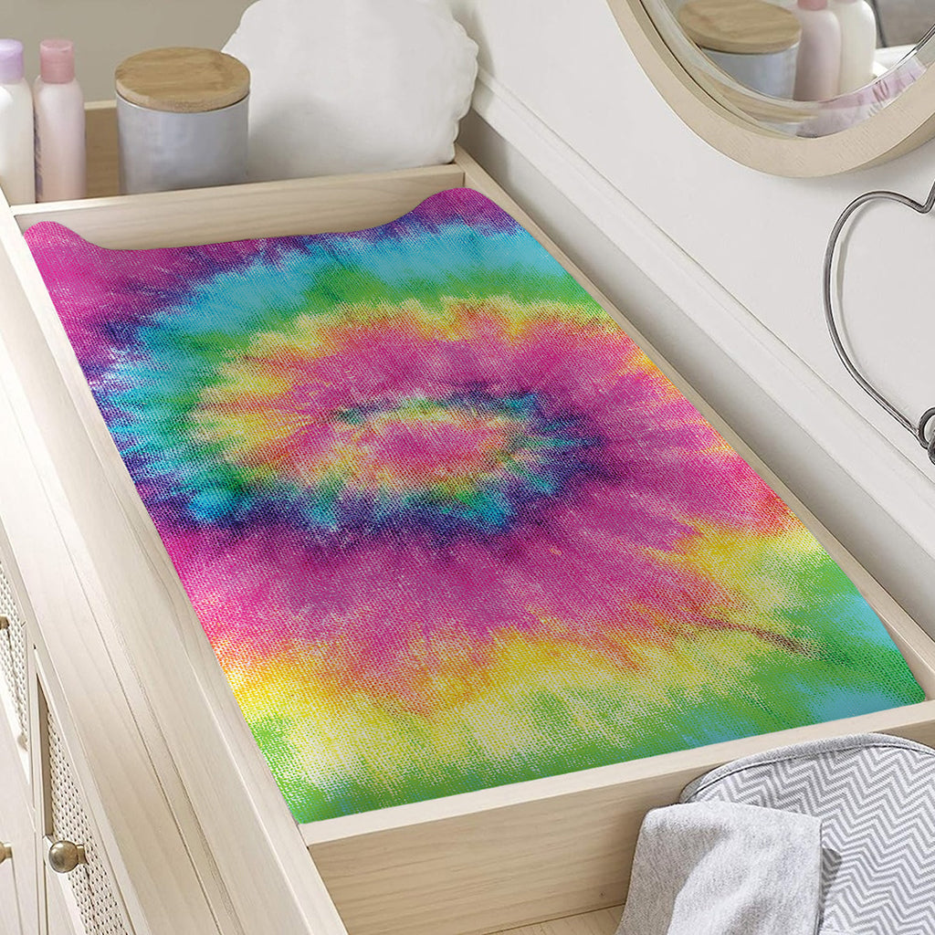 Bright Spiral Tie Dye Print Changing Pad Cover