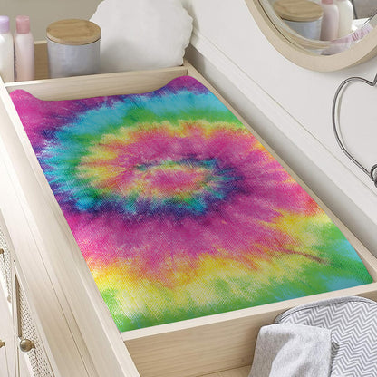 Bright Spiral Tie Dye Print Changing Pad Cover