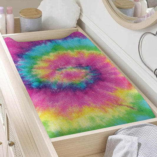 Bright Spiral Tie Dye Print Changing Pad Cover