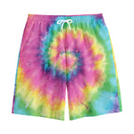 Bright Spiral Tie Dye Print Cotton Shorts