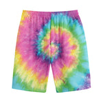 Bright Spiral Tie Dye Print Cotton Shorts