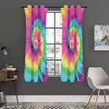 Bright Spiral Tie Dye Print Grommet Curtain Panels