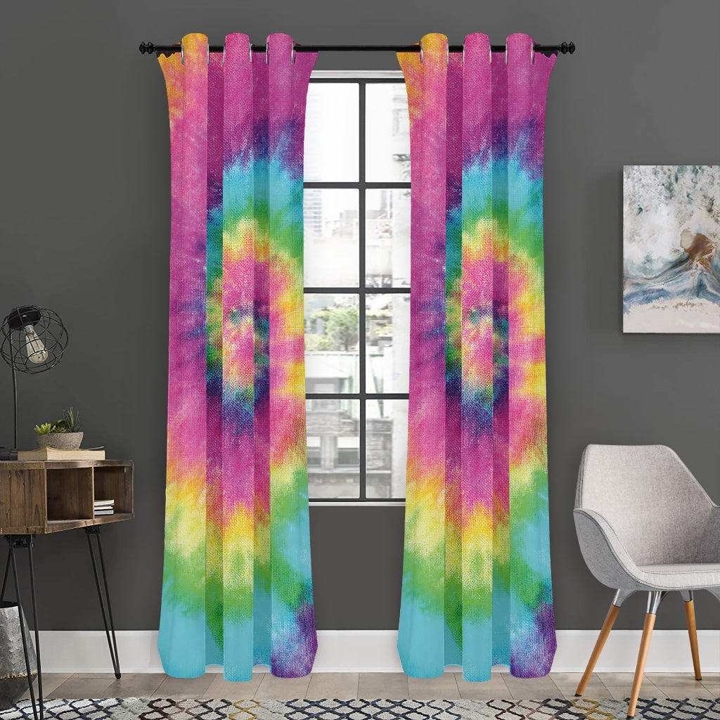 Bright Spiral Tie Dye Print Curtain