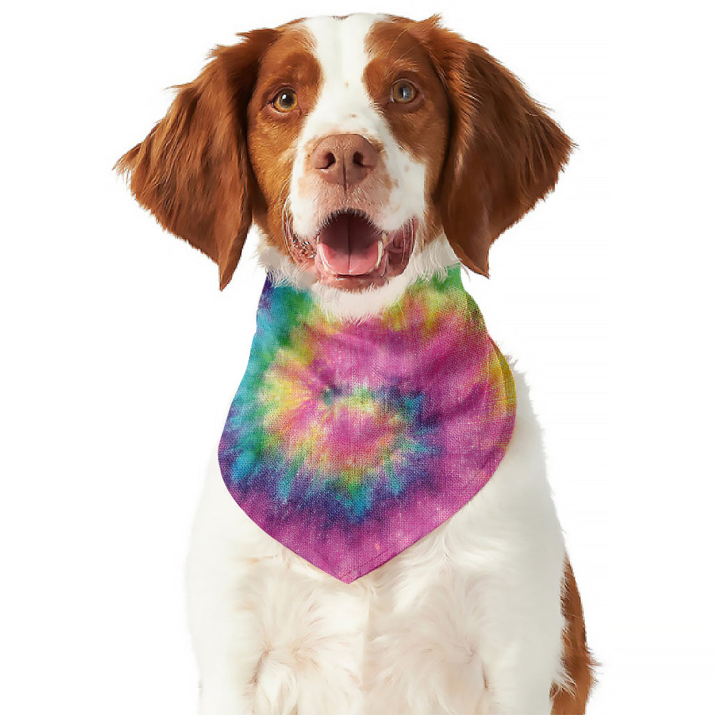 Bright Spiral Tie Dye Print Dog Bandana