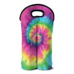 Bright Spiral Tie Dye Print Double Neoprene Wine Tote