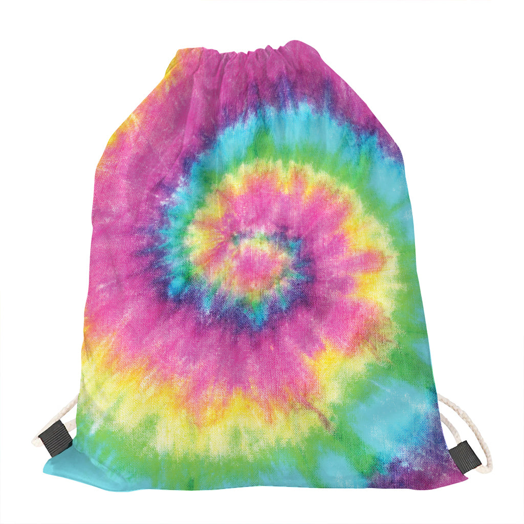 Bright Spiral Tie Dye Print Drawstring Bag