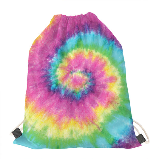 Bright Spiral Tie Dye Print Drawstring Bag