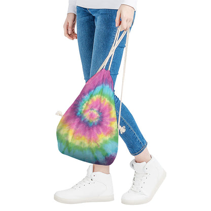 Bright Spiral Tie Dye Print Drawstring Bag