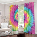 Bright Spiral Tie Dye Print Extra Wide Grommet Curtains