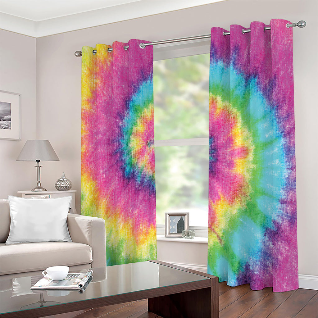 Bright Spiral Tie Dye Print Extra Wide Grommet Curtains