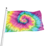 Bright Spiral Tie Dye Print Flag