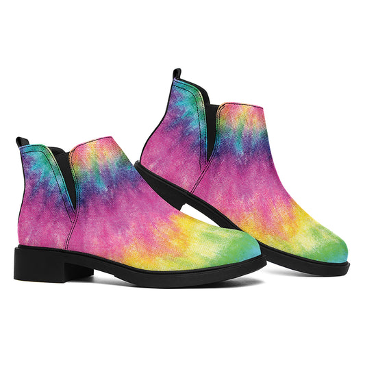 Bright Spiral Tie Dye Print Flat Ankle Boots