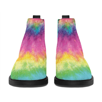 Bright Spiral Tie Dye Print Flat Ankle Boots