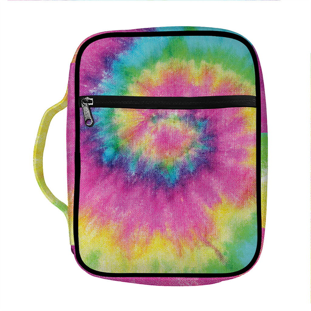 Bright Spiral Tie Dye Print Front Pocket Bible Bag