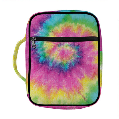 Bright Spiral Tie Dye Print Front Pocket Bible Bag