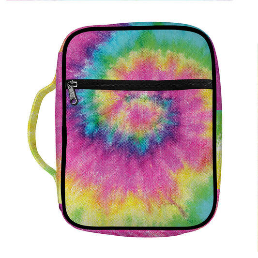 Bright Spiral Tie Dye Print Front Pocket Bible Bag