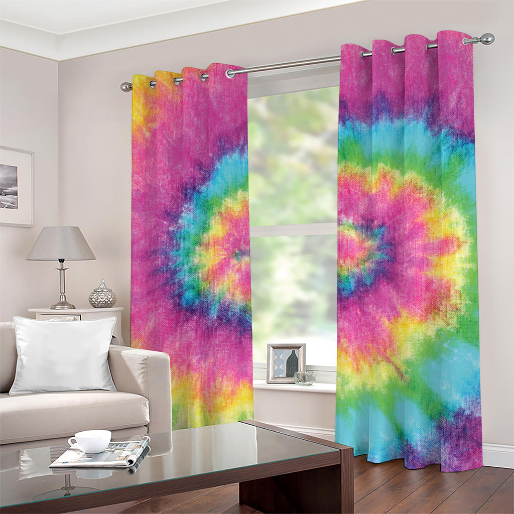 Bright Spiral Tie Dye Print Grommet Curtains