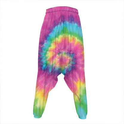Bright Spiral Tie Dye Print Hammer Pants