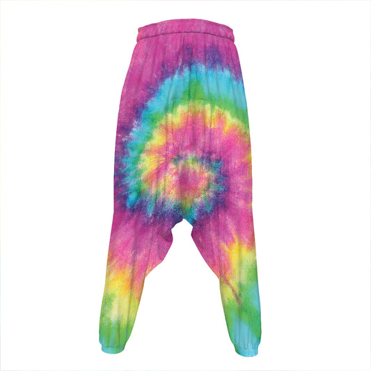 Bright Spiral Tie Dye Print Hammer Pants