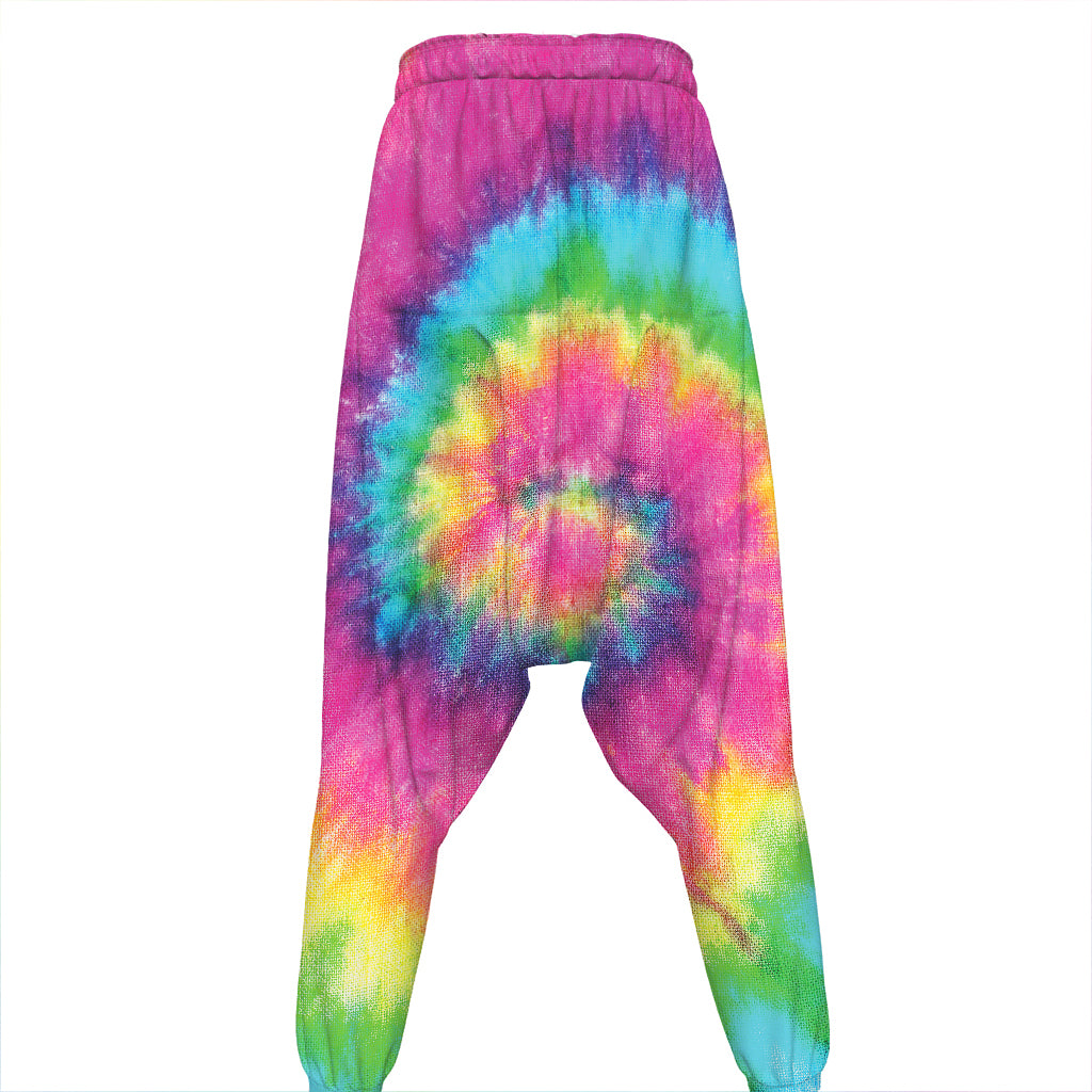 Bright Spiral Tie Dye Print Hammer Pants
