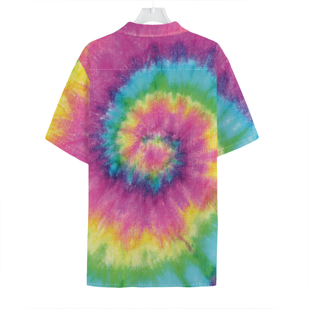 Bright Spiral Tie Dye Print Hawaiian Shirt