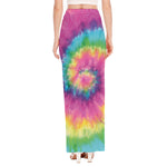 Bright Spiral Tie Dye Print High Slit Maxi Skirt