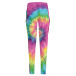 Bright Spiral Tie Dye Print High-Waisted Pocket Leggings