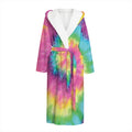 Bright Spiral Tie Dye Print Hooded Bathrobe