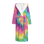 Bright Spiral Tie Dye Print Hooded Bathrobe