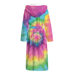 Bright Spiral Tie Dye Print Hooded Bathrobe