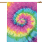 Bright Spiral Tie Dye Print House Flag