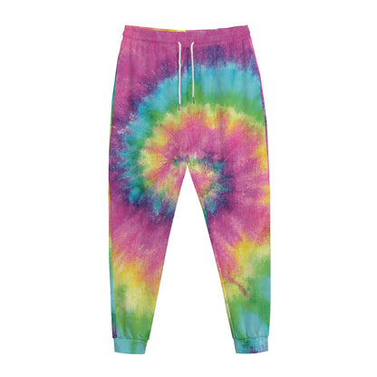 Bright Spiral Tie Dye Print Jogger Pants