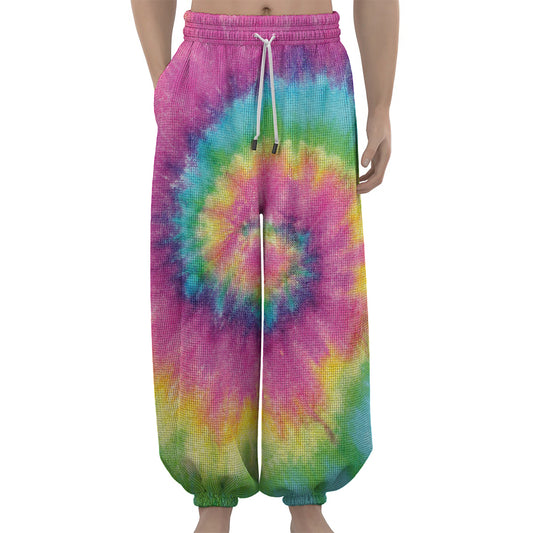 Bright Spiral Tie Dye Print Lantern Pants