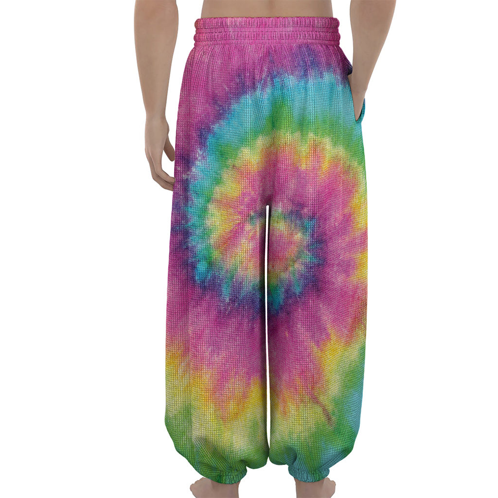 Bright Spiral Tie Dye Print Lantern Pants