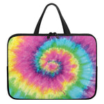 Bright Spiral Tie Dye Print Laptop Sleeve With Handle