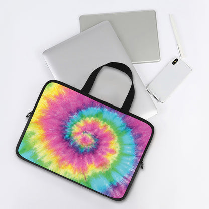 Bright Spiral Tie Dye Print Laptop Sleeve With Handle