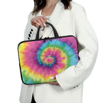 Bright Spiral Tie Dye Print Laptop Sleeve With Handle