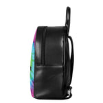 Bright Spiral Tie Dye Print Leather Backpack
