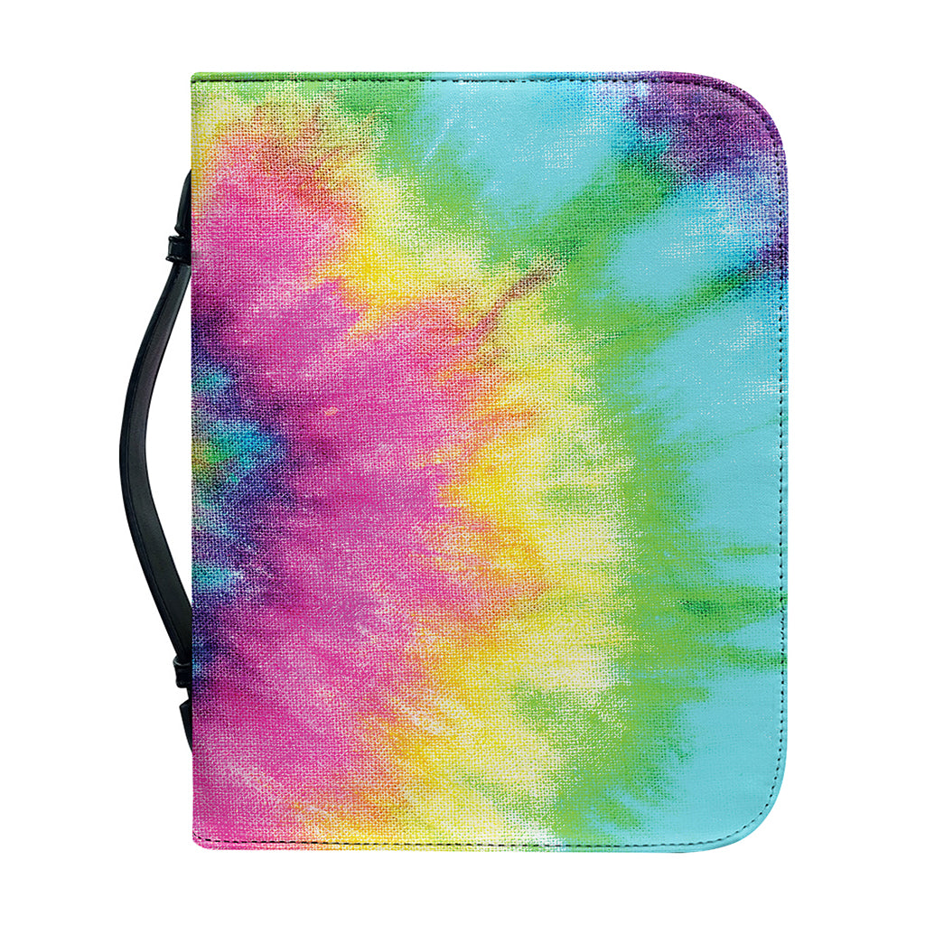 Bright Spiral Tie Dye Print Leather Bible Cover
