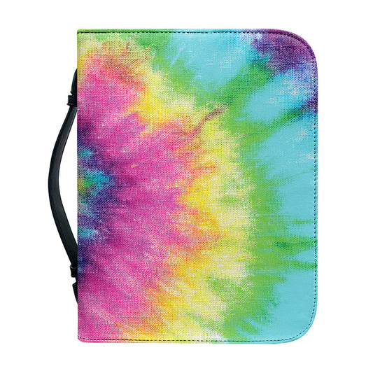Bright Spiral Tie Dye Print Leather Bible Cover